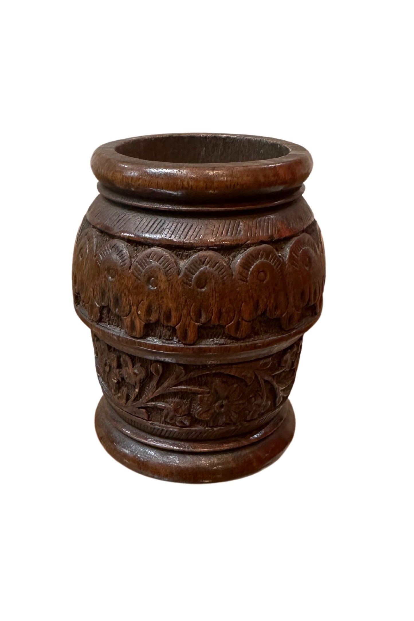 Carved Wood Pen Cup Holder