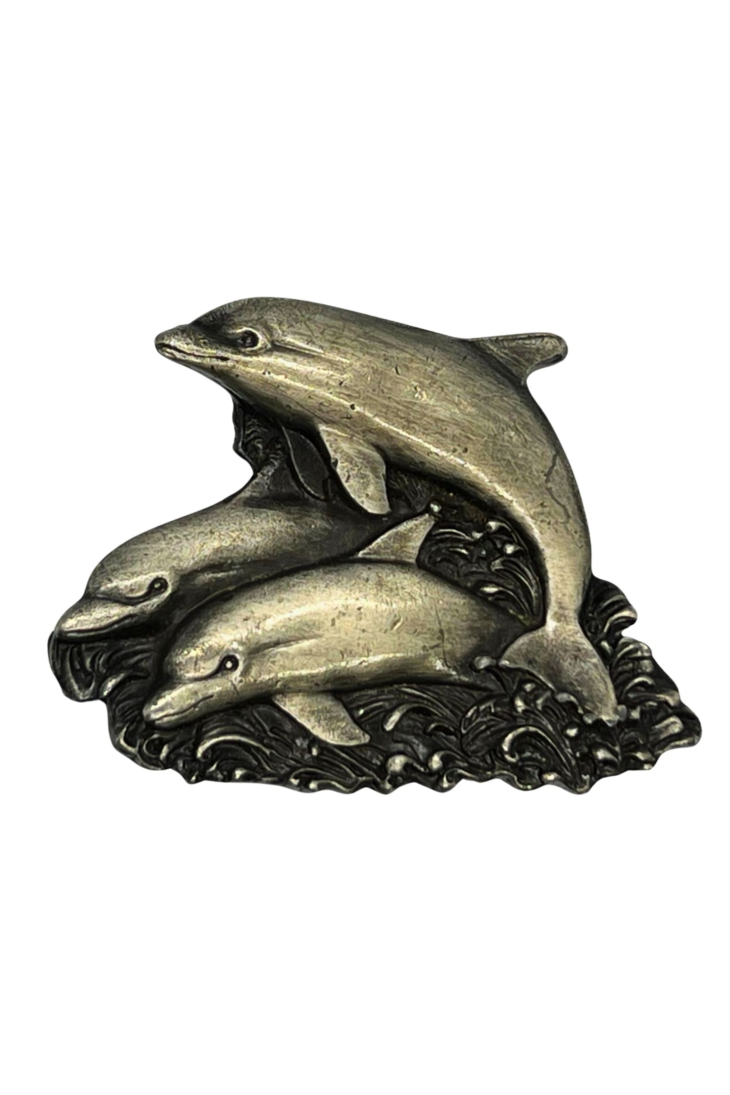 Vintage 1978 Dolphins Belt Buckle by Bergamot Brass Works – Ocean-Inspired Collector’s Piece