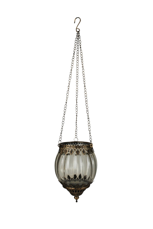 Sphere Smoke Glass Hanging Lantern - 13" Chain