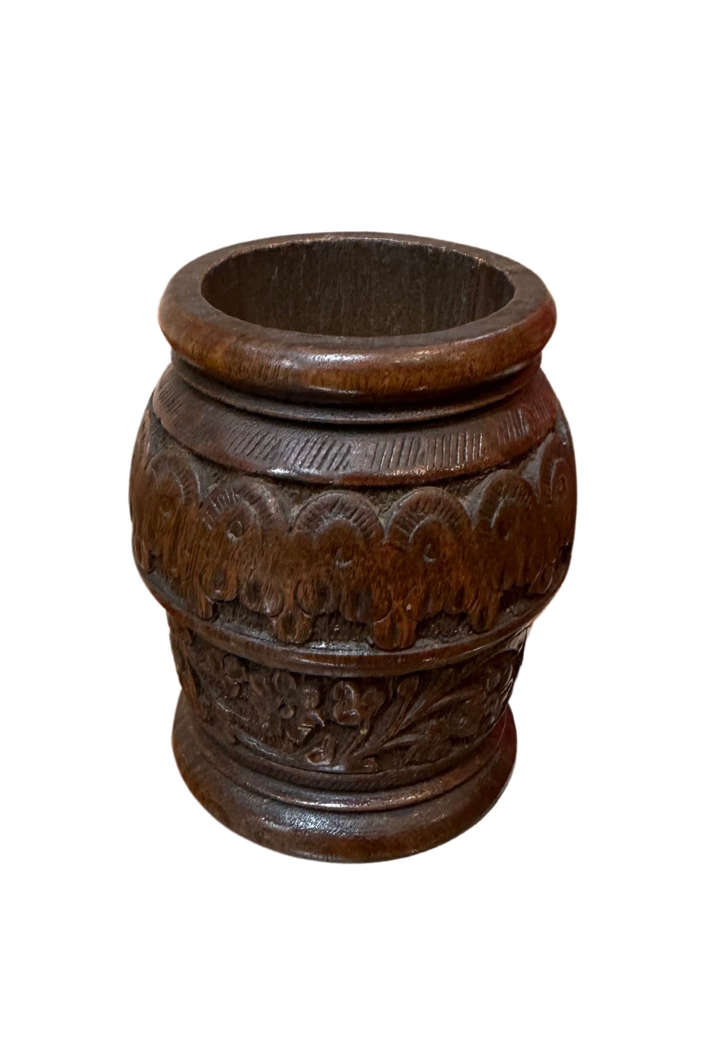Carved Wood Pen Cup Holder