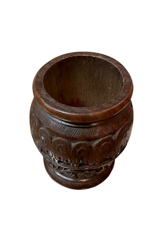 Carved Wood Pen Cup Holder