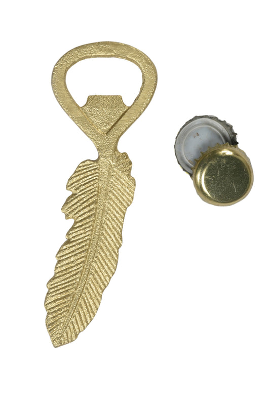 Gold Cast Iron Feather Bottle Opener